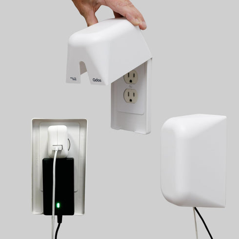 Qdos Safety Large Outlet Cover Box for Baby Proofing, Secure Hidden Lock for Bulky Plugs, Easy Install, 1 Pack