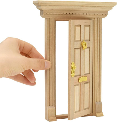iLAND Dollhouse Door 1:12 Scale - Miniature Door with Handle & Knocker (Neoclassical Mini Door)