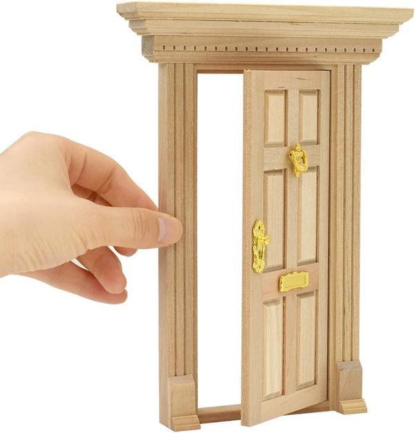 iLAND Dollhouse Door 1:12 Scale - Miniature Door with Handle & Knocker (Neoclassical Mini Door)