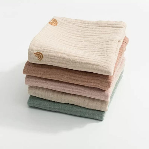 10x10 6-Pack 4-Layer Baby Burp Cloths | Organic Muslin Cotton, Absorbent Washcloths | Ultra-Soft, Quick-Dry Newborn