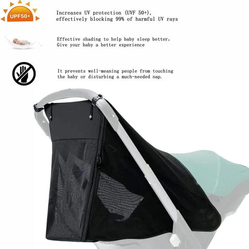 2 in 1 Strollers Sun Shade Net for DOONA Baby Stroller and Carseat, UV Protection Sun Cover Awning