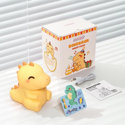 4 Dimmable Mewaii Huggwaii Squishy Dinosaur Night Light for Kids, White Noise Silicone Kids Night Light, Long Battery