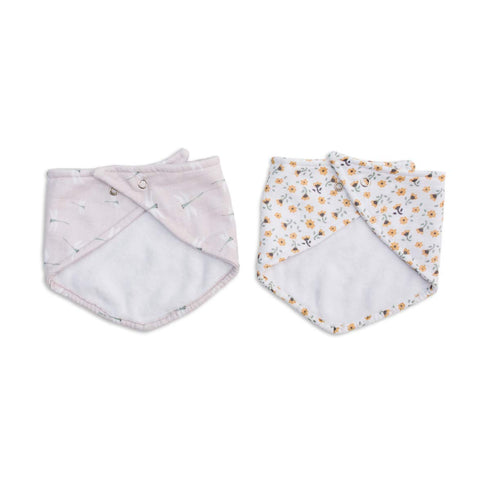 lulujo Soft Cotton Baby Bib, 2 Pack, Vintage Floral/Dragonfly