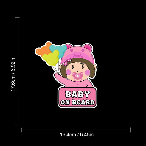 Cartoon Baby on Board Car Sticker Cute Baby and Balloon Kids on Board Car Window Bumper Decal Waterproof Vinyl Baby