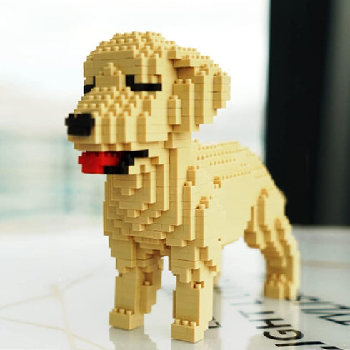 Building Block Animal Bricks, Golden Retriever Tiny Mini Block Dog Set, DIY 3D Toy for Kids or Adults, 950 Pieces