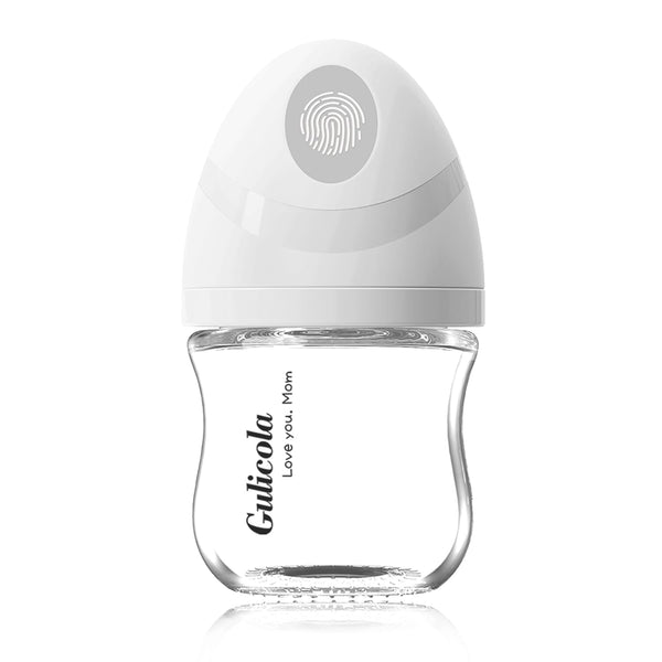 Gulicola Natural Small Glass Baby Bottle 3 oz, Very Slow Flow Nipple,