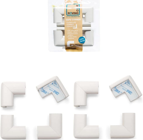 Roving Cove HeftyFit Corner Protector for Baby (8 Large Corners), Heavy-Duty Soft Rubber Foam, Oyster White