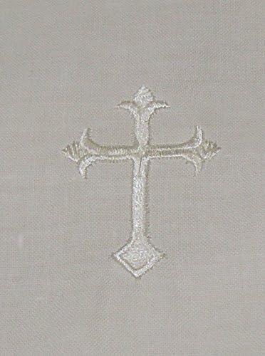 White Linen Baptism Cloth with White Cross, Towel Size Model