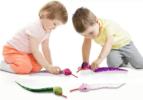 ArtCreativity Flip Sequin Snake Toys for Kids, Set of 4 Plush Snakes with Color Changing Sequins, 26 Inches