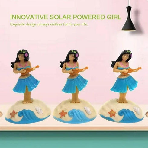 Solar Powered Dancing Figures Decoration, Hula Girl Shaking Head Ornaments for Car Dashboard Interior Decoration