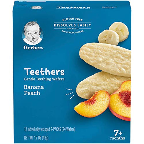 Gerber 1.7 12 Count (Pack 6) 1.48 (Pack 6) Snacks for Baby Teethers, Gentle Teething Wafers, Banana Peach, Ounce