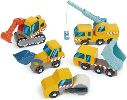 Tender Leaf Toys - Construction Site - Four Heavy Vehicles with Crane