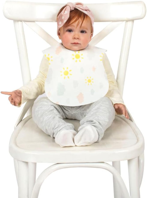 Disposable Lacing Bibs (Pack of 10) - Waterproof, Perfect for BLW, Restaurants, Travel, Mess-Free Mealtimes