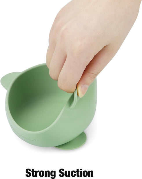 PandaEar 3 Pack Baby Suction Bowls - Stay Put Silicone Food Bowl for Babies Led Weaning, BPA-Free (Blue/Green/Brown)