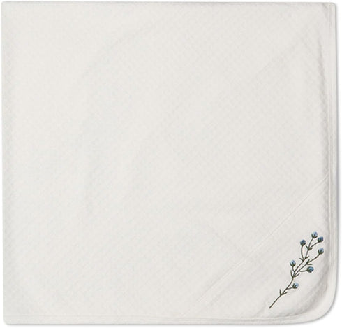 MiniMoi Baby Unisex Blue Buds Sweetest Bloom Cotton/Rayon Swaddle Blanket