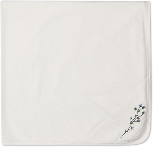 MiniMoi Baby Unisex Blue Buds Sweetest Bloom Cotton/Rayon Swaddle Blanket