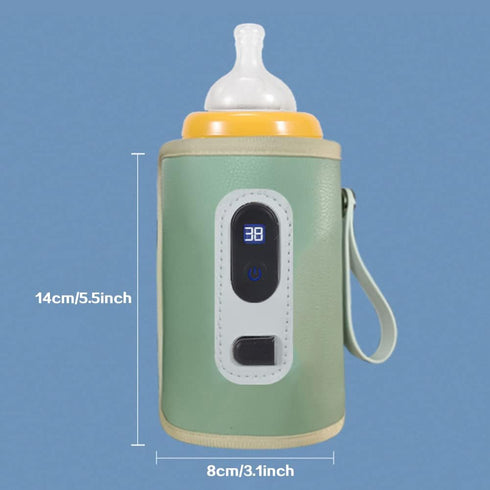 Portable Bottle Warmer Insulation Cover, Baby Milk Heat Keeper Cover with Temperature Adjustment, USB Warmer Bottle