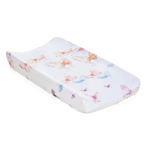 Oilo Changing Pad Cover, Breathable 100% Turkish Cotton Fitted Jersey, Fits Standard Changing Pads, Butterfly Design