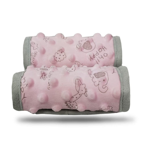 Car Seat Strap Cover for Baby, Seat Belt Cover Cushion, Cozy Peace Dotted Minky, Pink