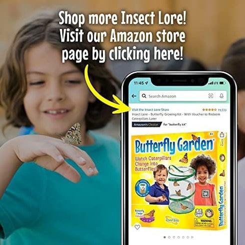 Insect Lore Butterfly Farm with No-Fee Voucher for Live Caterpillars, Ultra-Clear Dome Habitat