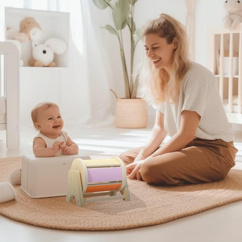 Montessori Mama Spinning Rainbow Drum: Educational Montessori Toys for Babies 0-6 Months with Sensory Bells