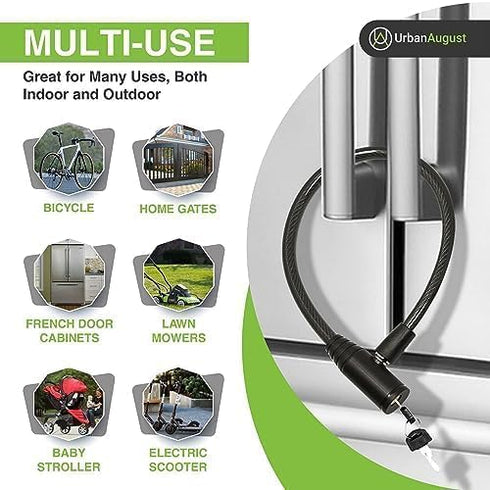 Urban August Child-Proof Refrigerator Lock for Kids & Adults, Lock for French Door Fridge and Cabinet (Regular, Black)