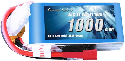 Gens ace 11.1V 1000mAh 3S 45C LiPo Battery Pack with T Plug for RC Plane, Car, Boat, Truck, Heli