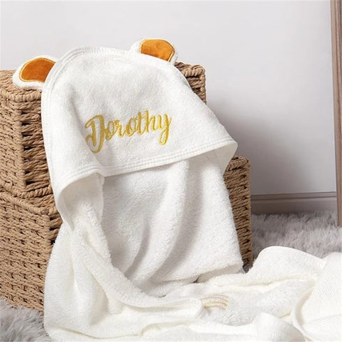 ZoikoM Personalized Embroidered Hooded Baby Towel with Cute Ears Baby Gift Embroidered Baby Bath Towel Baby Gift