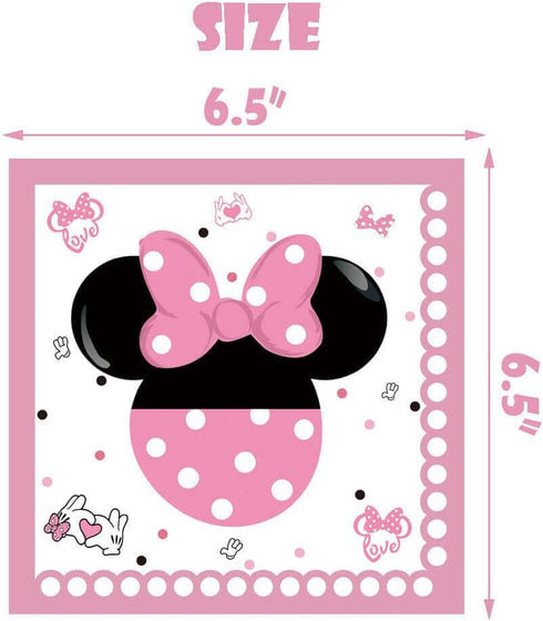 80 Pcs Pink Minnie 3rd Birthday Party Tableware - Wild Three Paper Plates, Napkins, Forks for Girls' Birthday
