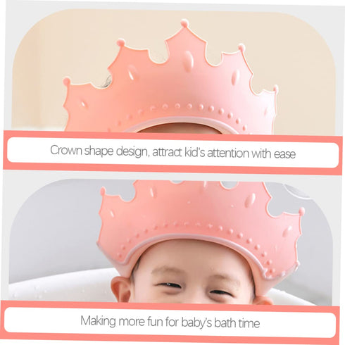KOMBIUDA Boy Girl Bath Caps Adjustable Shampoo Hat for Boy Girl Crown Shape Design for Fun Bathing Protects Eyes