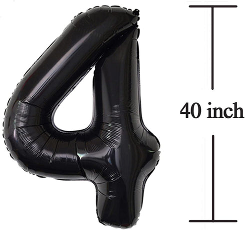 Black Giant 40 Number Balloons - Jumbo Foil Mylar Balloons for 40th Birthday Party Decorations and Anniversary Events