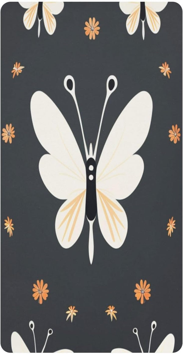Bseiialft White Butterflies Flowers Crib Sheets for Boys Girls Soft and Breathable Cotton