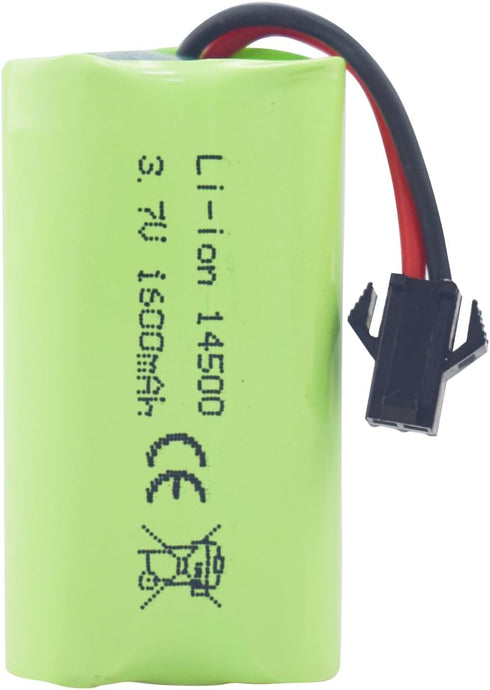 Fytoo 2PCS 3.7V 1600mAh Li-ion Battery with SM-2P Plug & 2PCS USB Charging Cable for 9962 8837 RC Toy Car