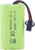Fytoo 2PCS 3.7V 1600mAh Li-ion Battery with SM-2P Plug & 2PCS USB Charging Cable for 9962 8837 RC Toy Car