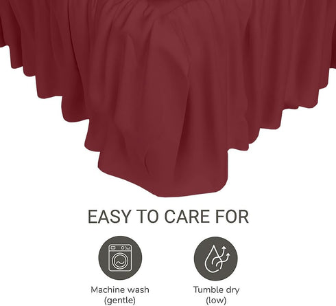 MD Home Decore 100% 28x52, 14" Crib Bed Skirt Dust Ruffle with Split Corners, Cotton, Burgundy Nursery Crib Skirt