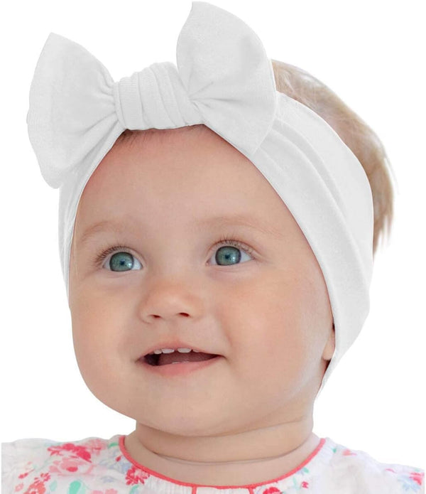 Baby Girl Headbands - Handmade Cotton Hairbands with Bows for Infant & Toddler Hair Accessories