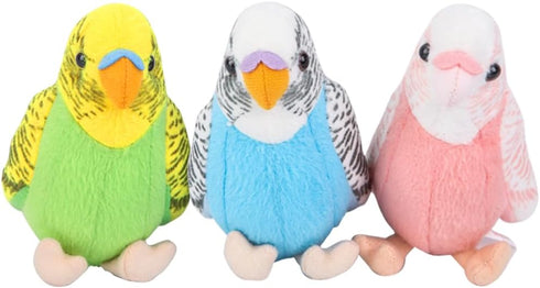 3 Pcs Budgerigar Plush Toy, 5.5 inches, Parakeet Plush Toy, Budgie Soft