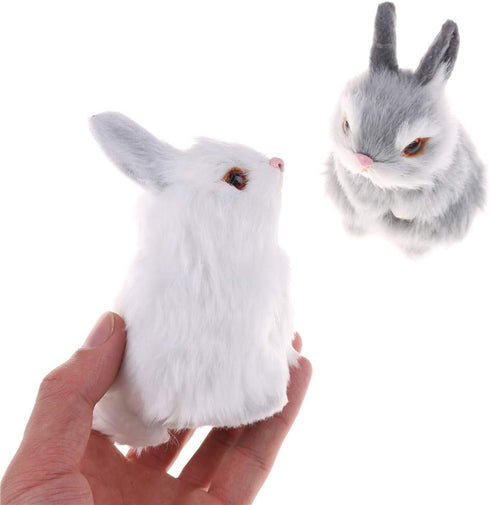 Mini Realistic Cute Plush Rabbits - Lifelike Animal Easter Bunny Simulation Toy Model Gift (Rabbit Plush Toys)