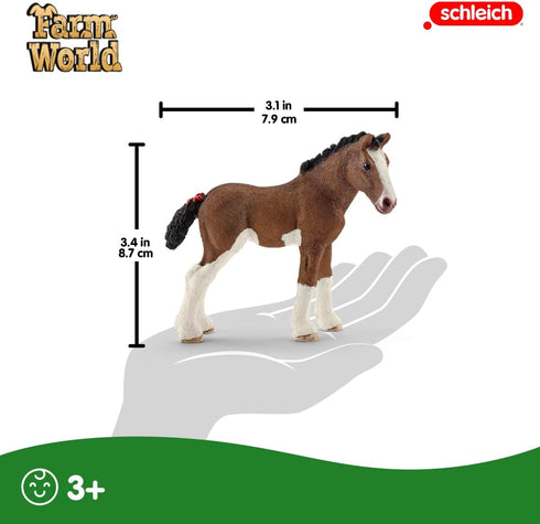 3+ Schleich Farm World, Farm Animal Horse Toys for Kids and Toddlers, Clydesdale Foal Figurine, Ages