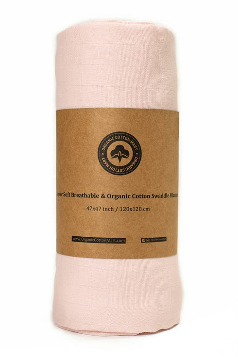 Swaddle Blankets for Baby Girls - Pink Muslin Swaddling Blanket - 100%