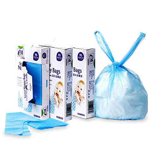 270 Diaper Disposal Bags for Baby,On The Go,Fresh Light Baby Powder Faint Scented,Easy Tie Handles, Diaper Bags