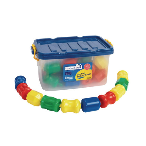 Excellerations Early STEM Toy, Connecting Fun Linking Pop Beads for Toddlers, Snap Lock Beads Set in Storage Bin, Pack