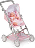 18" 3+ JC Toys - Berenguer Boutique | Fashionable Stroller with Canopy and Storage | Simple Folding |Pink Floral
