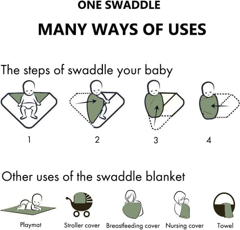 Large Rayon Jersey Knitted Swaddle Blanket for Baby, Soft Stretchy Receiving Blanket with Hat, 47 x 47 inches (Sage)
