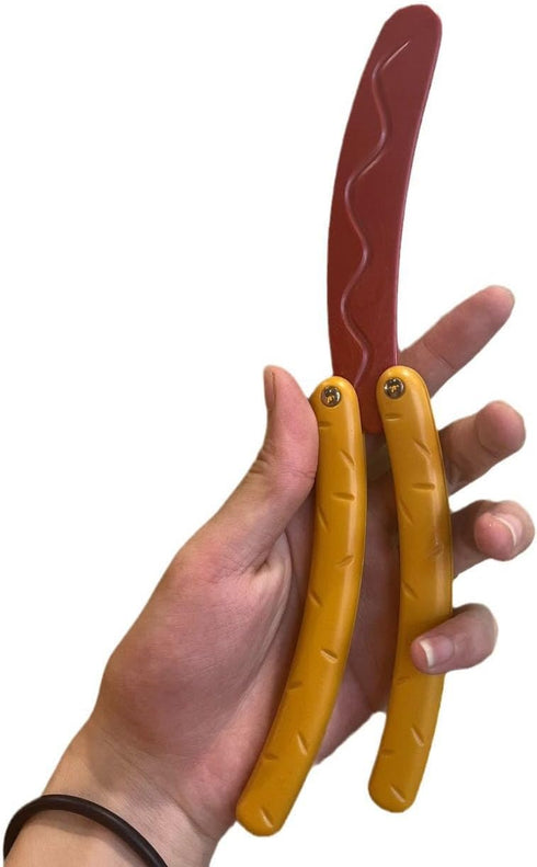 2 Pcs Hotdog Butterfly Fidget Knife Toy, Colorful and Novel Shape, Sturdy and Durable Stress Relief Toy