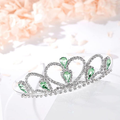 Lovelyshop Colorful Gems Silver Rhinestone Tiara for Little Kid Big Kid Birthday Prom Princess Crown