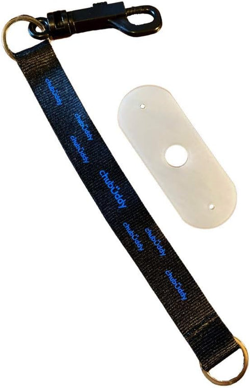 CHU-BUDDY Chew Holder, Black Screen Print, Black Tether, Natural Strap