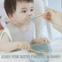 Ginbear Silicone Baby Spoon and Fork Set for Self-Feeding, Toddler Flatware 6 Months+ (Hazy Green/Almond)