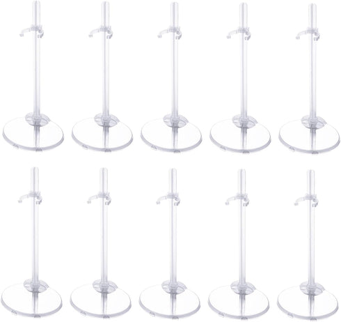 XJMWXHFC 10pc Adjustable Doll Display Holders, Clear Plastic Action Figure Stands, Transparent Support