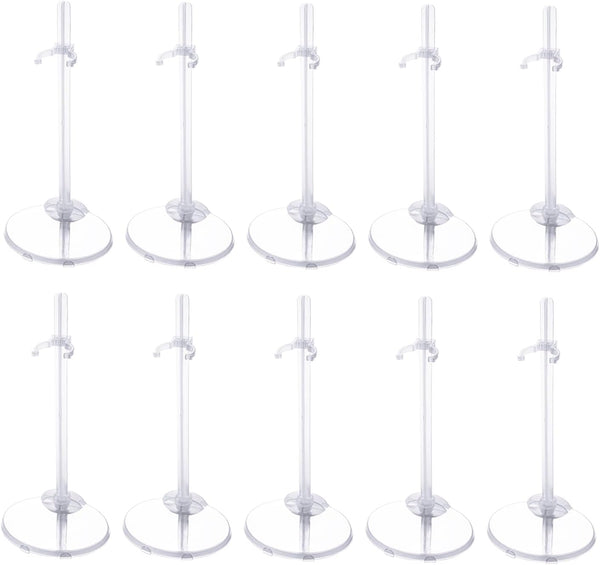 XJMWXHFC 10pc Adjustable Doll Display Holders, Clear Plastic Action Figure Stands, Transparent Support